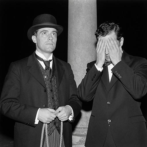 Black and White Portrait of Two Men in Formal Attire