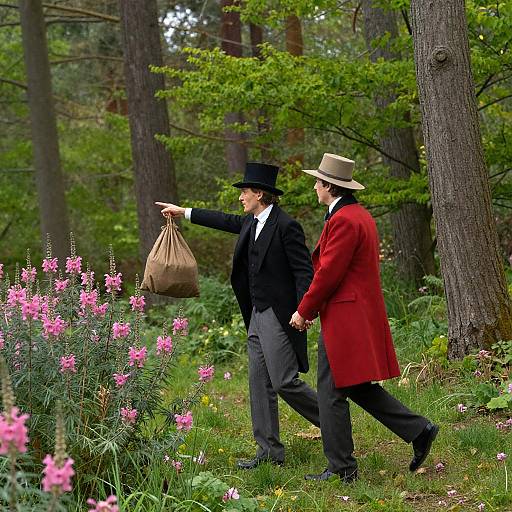 Elegant Men in a Vibrant Forest