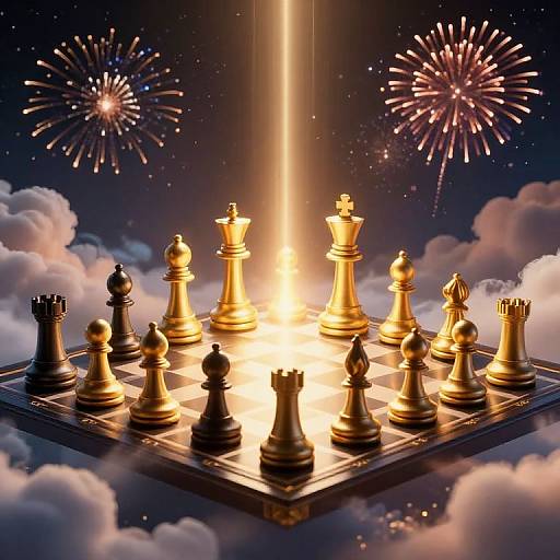 Surreal Celestial Giant Chess Battle