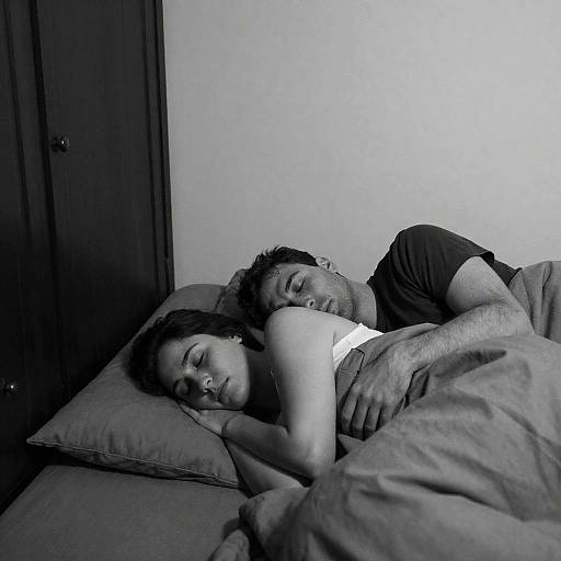 Intimate Black and White Sleep Scene