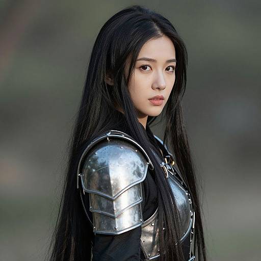 Realistic Girl in Black Armor