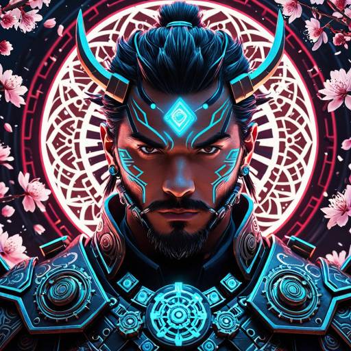 Cybernetic Samurai with Glowing Tattoos
