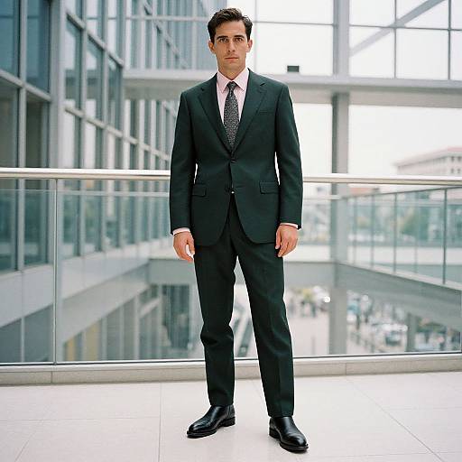 Confident Man in Stylish Green Suit