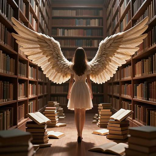 Ethereal Figure with Book Wings