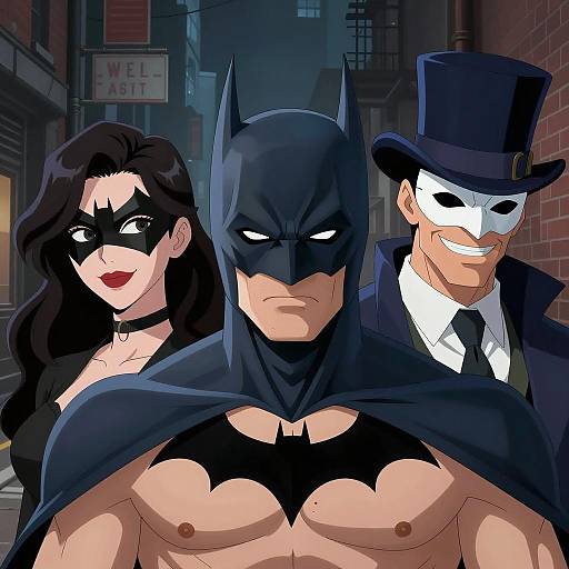 Masked Characters in Urban Alley Scene