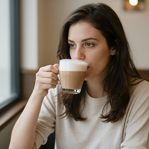 Woman Enjoying Cafe Latte