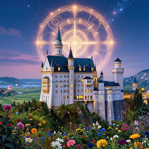 Majestic Fantasy Castle Under a Mystic Sky