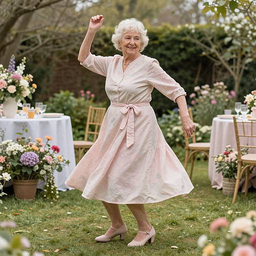 Graceful Granny Dancing in Garden