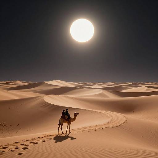 Surreal Desert Eclipse with Camel Riders