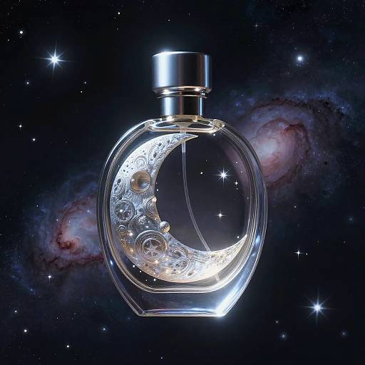 Moonlit Artistic Perfume Bottle in Space