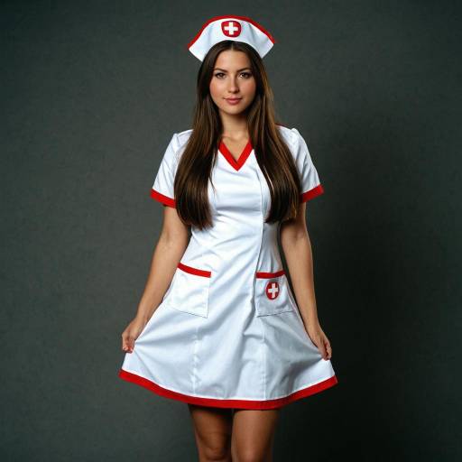 Vibrant Red Nurse Costume Portrait