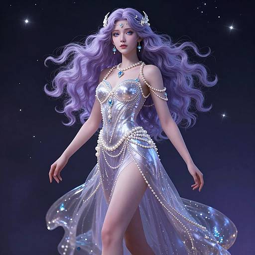 Celestial Enchantress with Pastel Lavender Hair