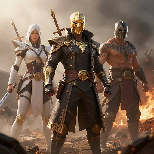 Four Armored Champions in Fiery Battlefield