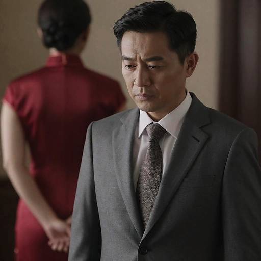 Serious East Asian Man in Gray Suit