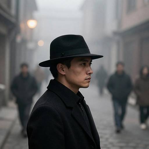 Mysterious Man in Foggy Alley