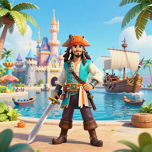 Vibrant Fantasy Pirate at Tropical Harbor