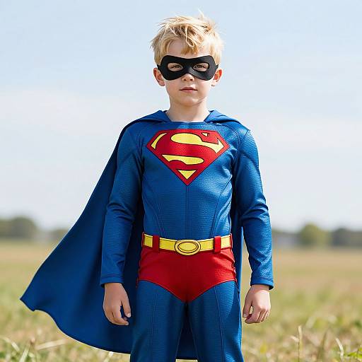 Boy Hero in Detailed Superman Costume