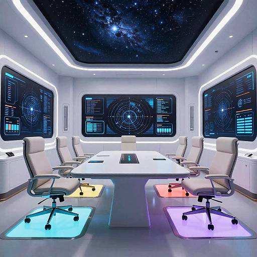 Futuristic Sci-Fi Space Station Meeting Room