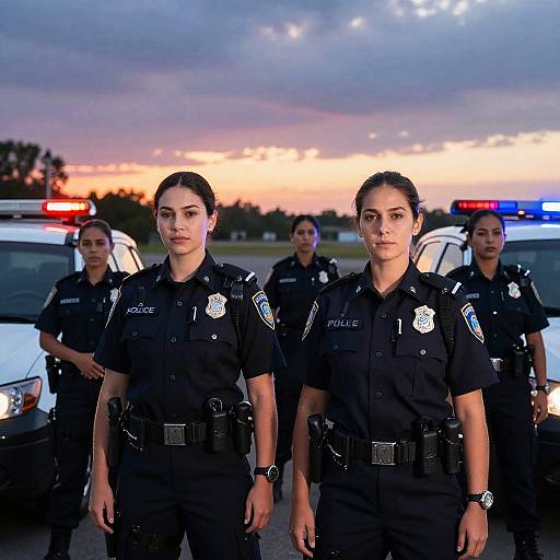 Heroic Policewomen at Sunset