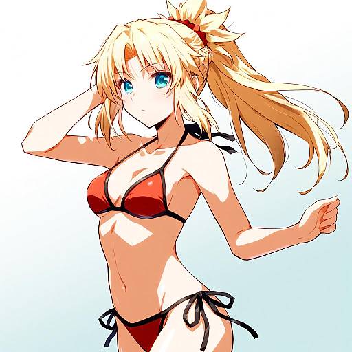 Illustration of Mordred (swimsuit rider) (fate), fate (series) in the style of Kanoe soushi