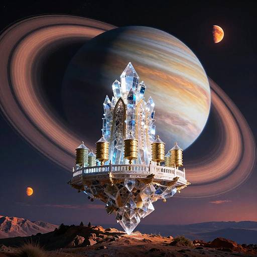 Floating Crystalline Monastery on Gas Giant