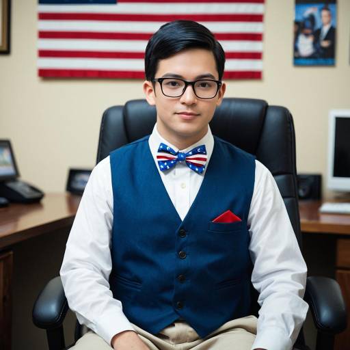 Young Man in American Flag Bowtie and Vest
