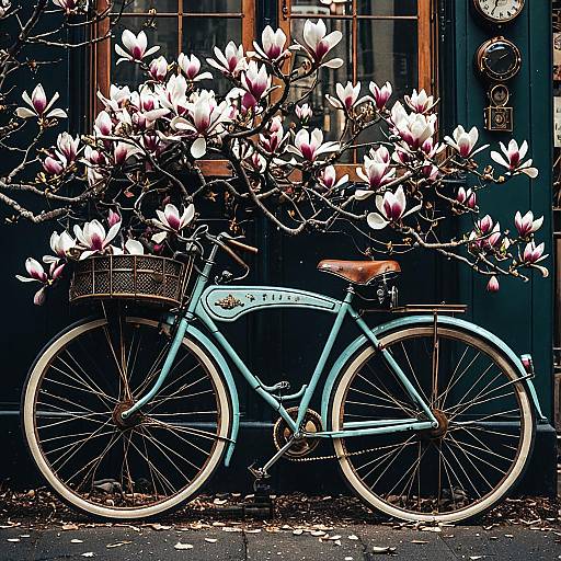 Steampunk Magnolia Bicycle Blooming Sculpture