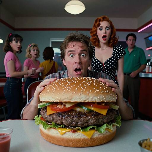 80s Horror Diner Shock Scene