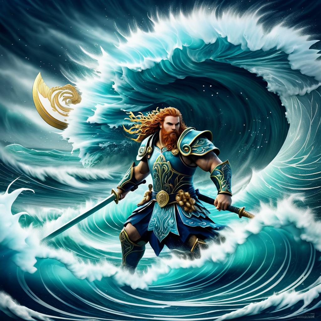 Fierce Warrior Wave in Surreal Storm