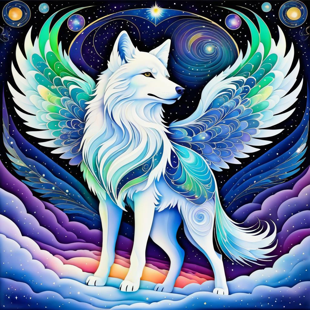 Celestial Wolf with Ethereal Wings