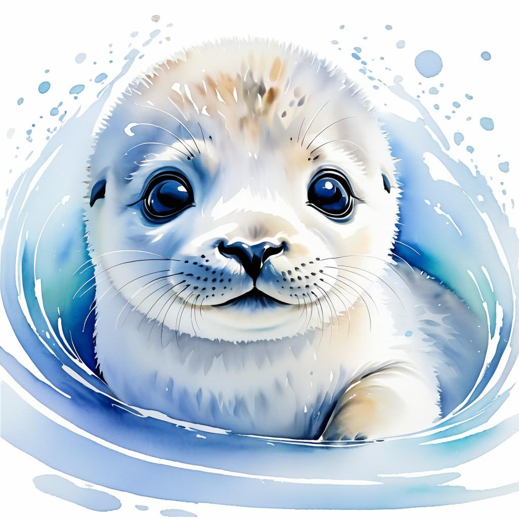 Serene Baby Seal Painting of Trust