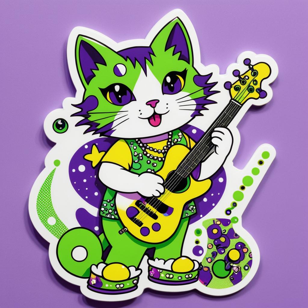 Cool Cat Guitarist in Cartoon Style