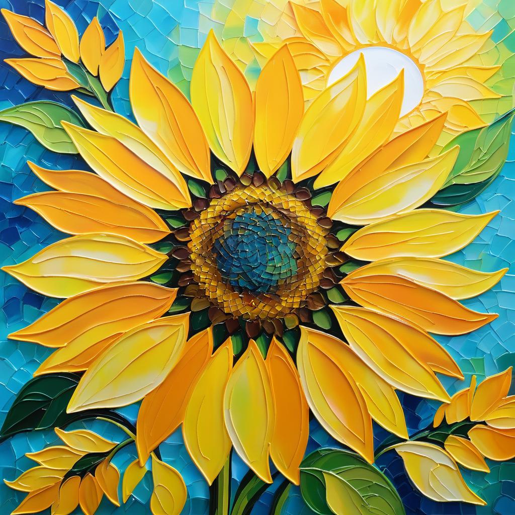 Vibrant Sunflower in Van Gogh Style