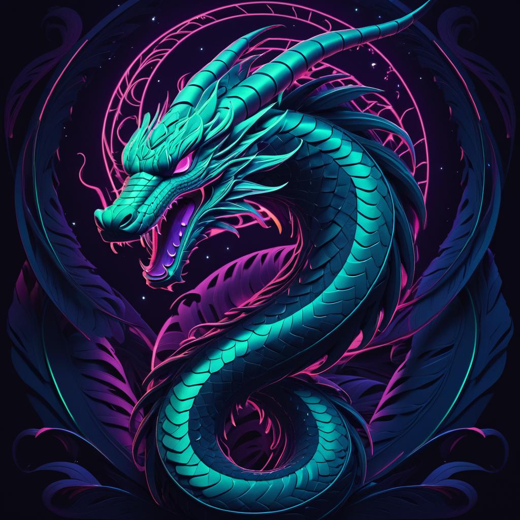 Elegant Retro Portrait of a Serpent Creature