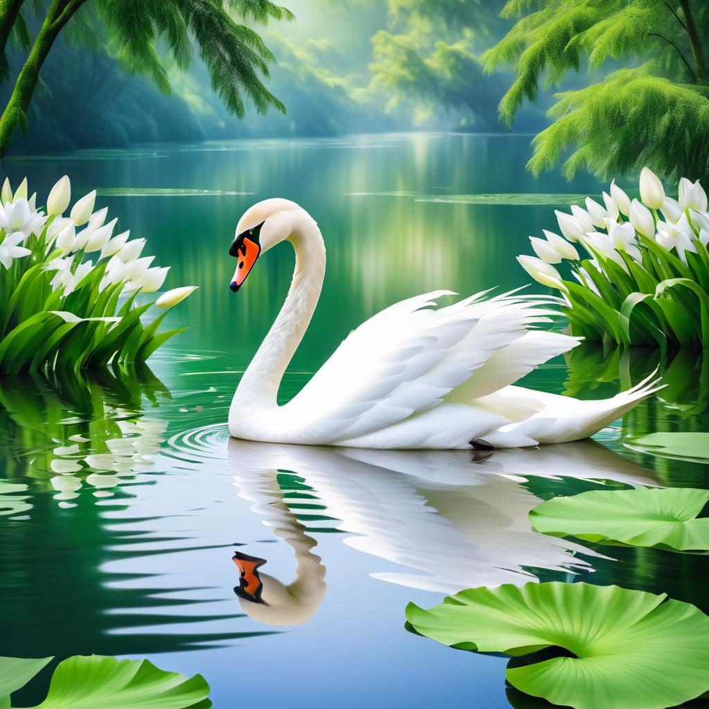 Elegance of a Swan on Serene Waters