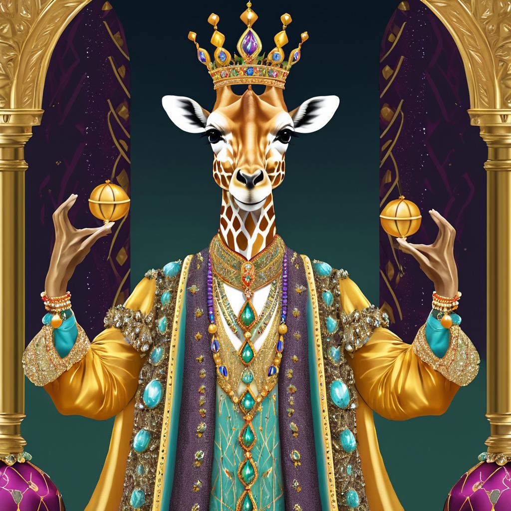 Regal Giraffe King in Luxurious Attire