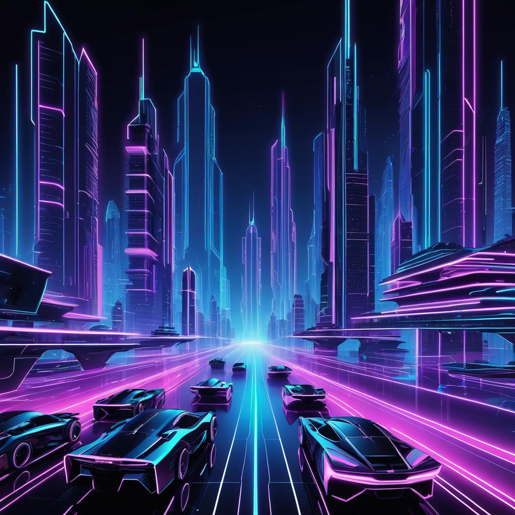 Futuristic Neon Cityscape Sketch