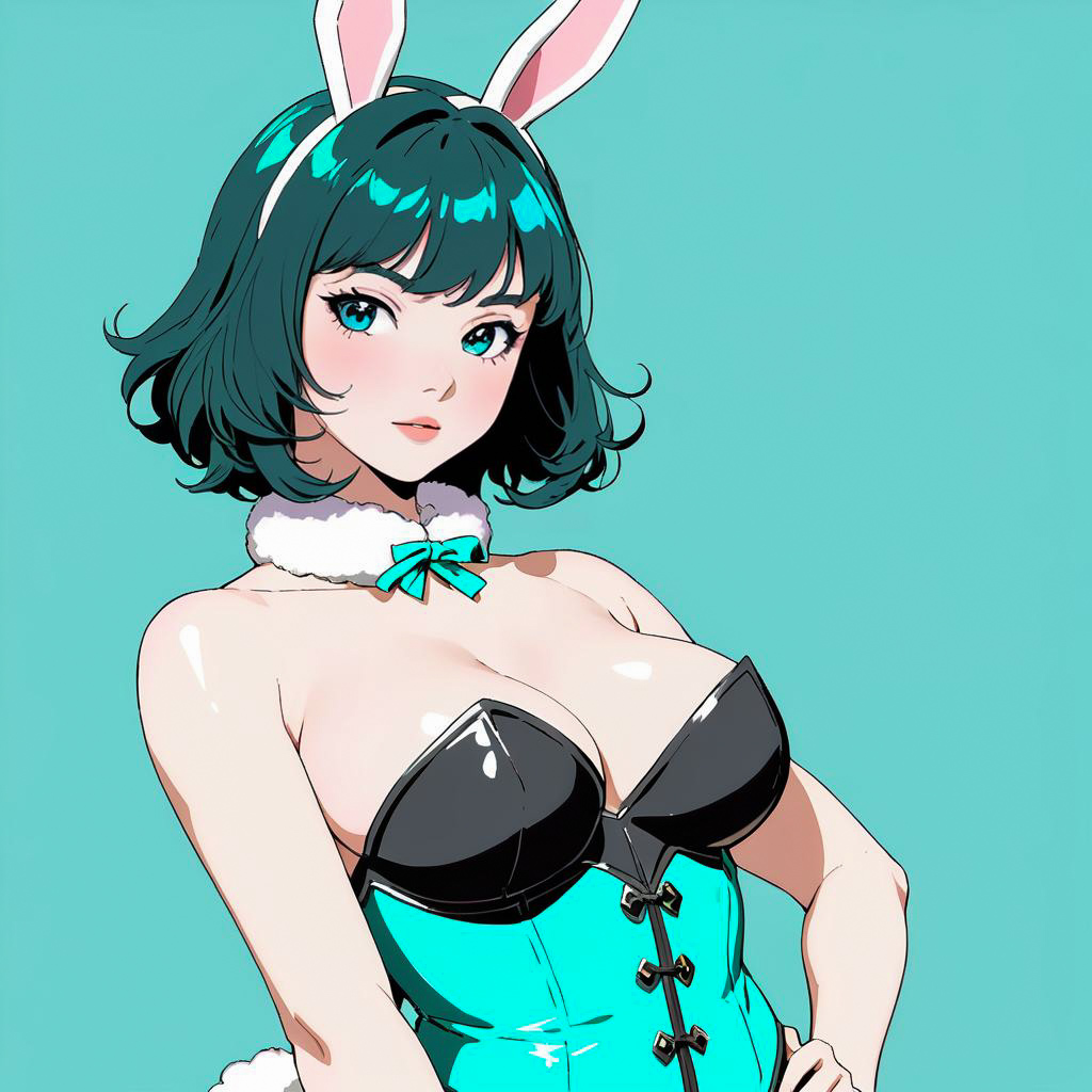 Confident Bunny Girl in Shonen Style