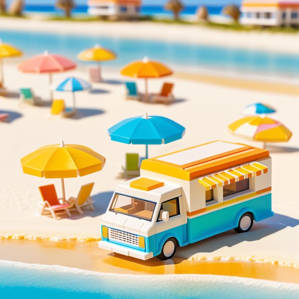 Miniature Ice Cream Truck on Beach