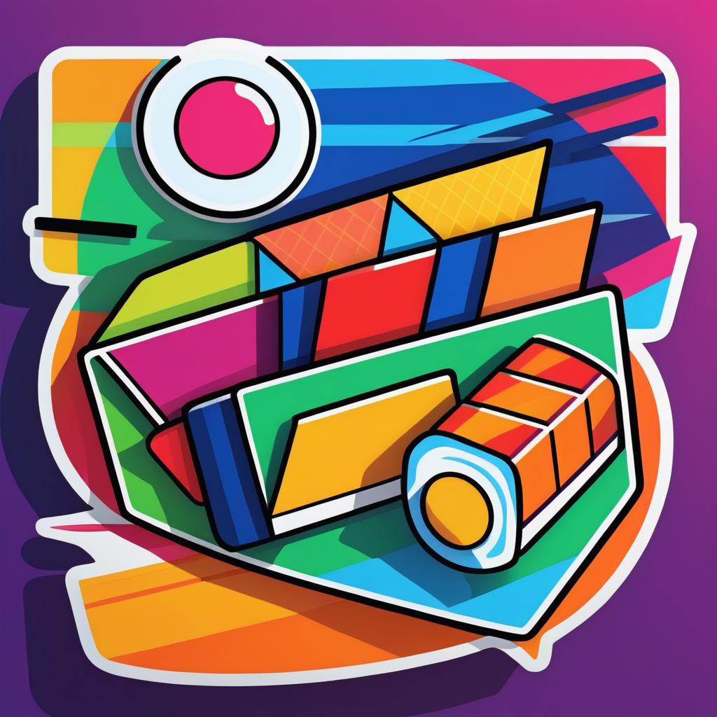 Vibrant Cubist Sushi Sticker Design