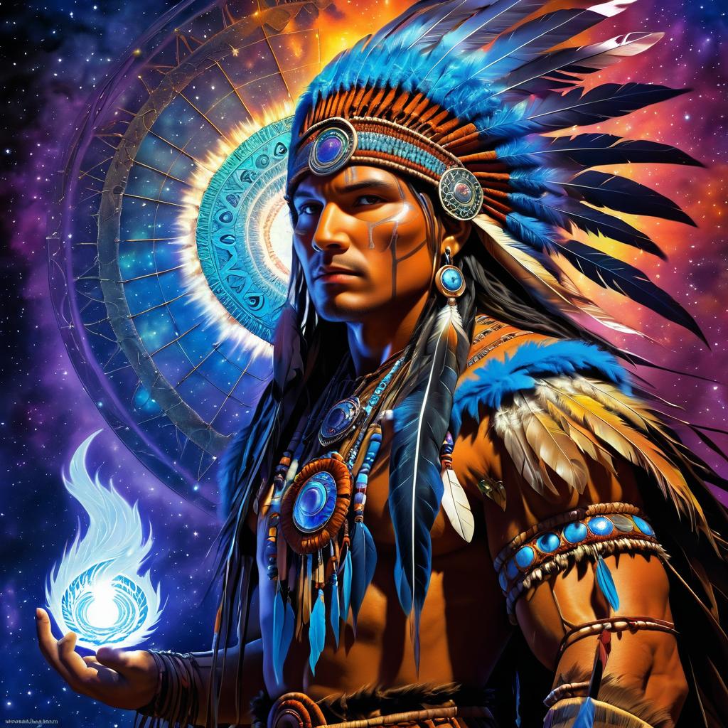 Vibrant Native American Shaman Fantasy Art