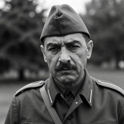 Stern Military Man in Black-and-White