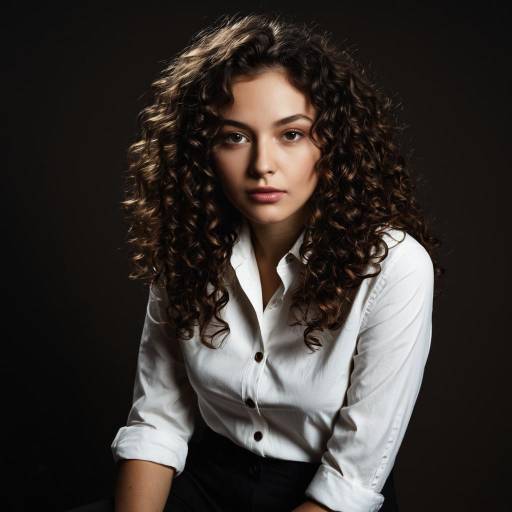 Portrait of Young Woman with Curly Hair