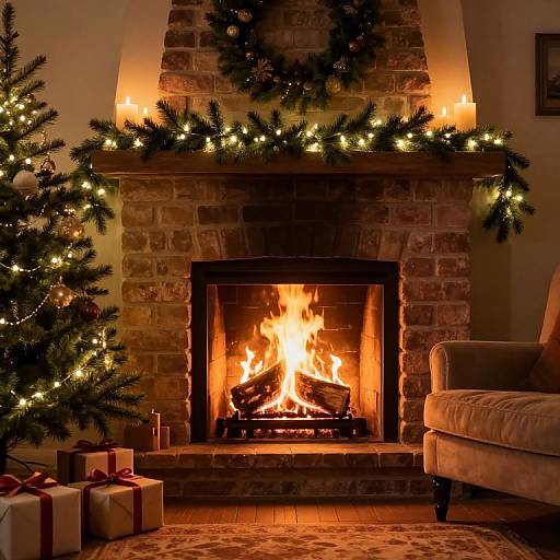 Cozy Christmas Fireplace Scene