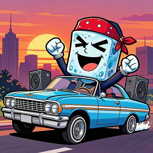 Ice Cube Cartoon Rapper Lowrider