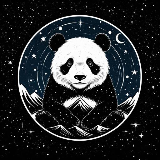 Zen Panda with Starry Night Sky