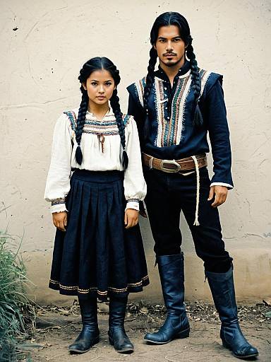 Young Couple in Traditional Embroidered Costumes