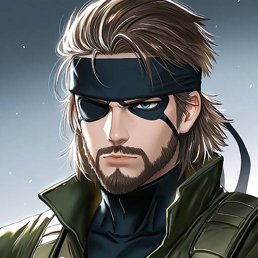 Illustration of Big boss, metal gear (series) in the style of Gawako