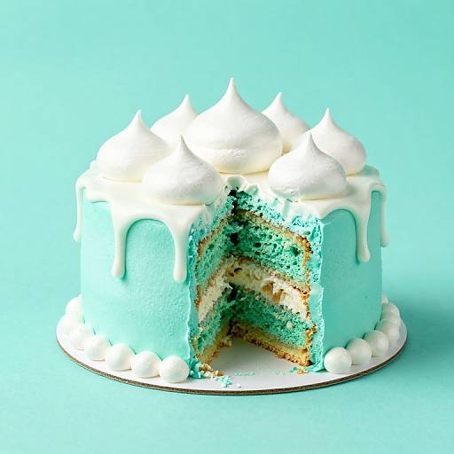 Turquoise Cube Cake with Meringue
