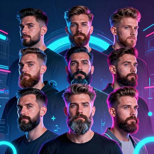 Futuristic Beard Styles with Neon Accents
